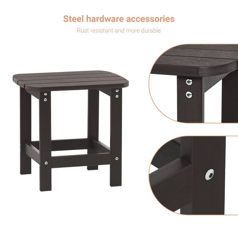LIVOOSUN Patio Adirondack Plastic Wood Outdoor Side Table for Deck
