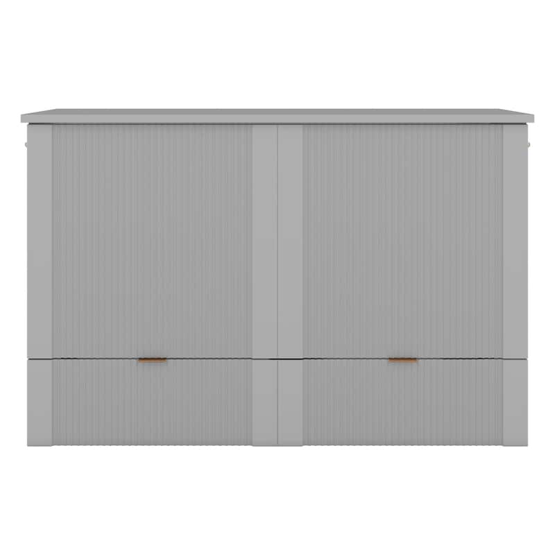 Full Size Wood Murphy Bed with a set of Sockets and USB Ports