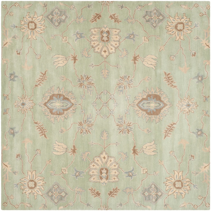 SAFAVIEH Handmade Wyndham Kimberely Modern Wool Rug - 7' Square - Light Green