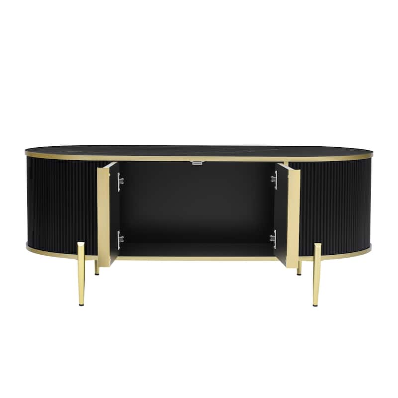 Modern Luxury Oval Fluted Coffee Table