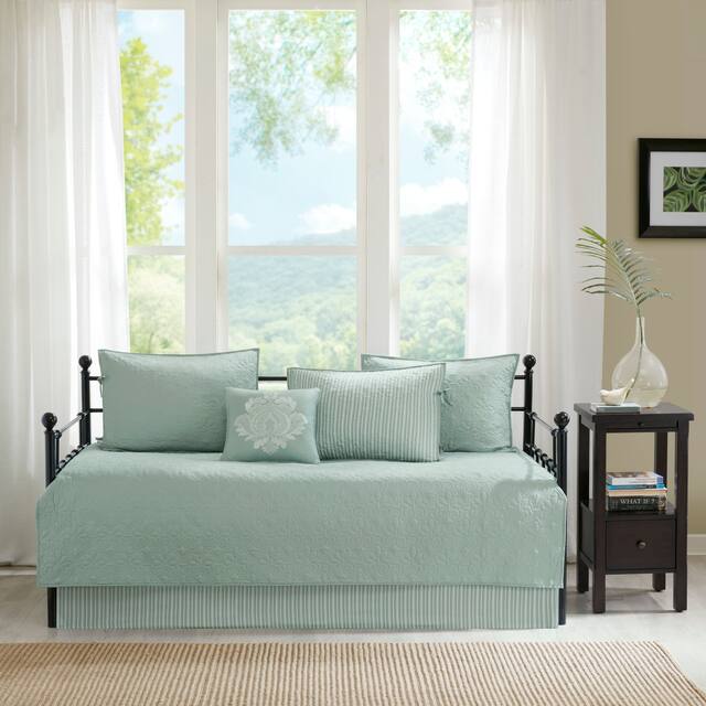 Madison Park Mansfield 6 Piece Reversible Daybed Cover Set - Seafoam