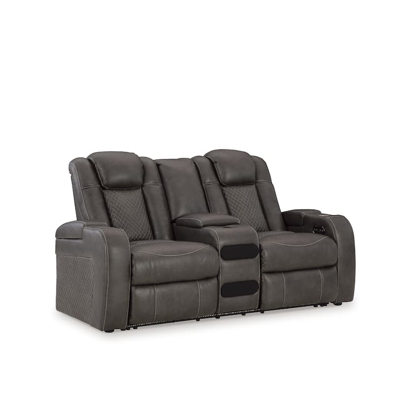 Signature Design by Ashley Fyne-Dyme Power Reclining Loveseat with Console - 74"W x 43"D x 43"H