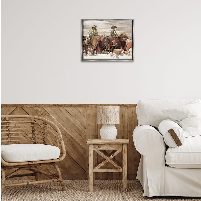 Stupell Round Up Cowboys Framed Floater Canvas Wall Art Design By Marilyn Hageman