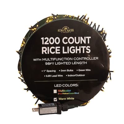 Kurt Adler 1200-Light 98-Foot Warm White LED Rice Light Set