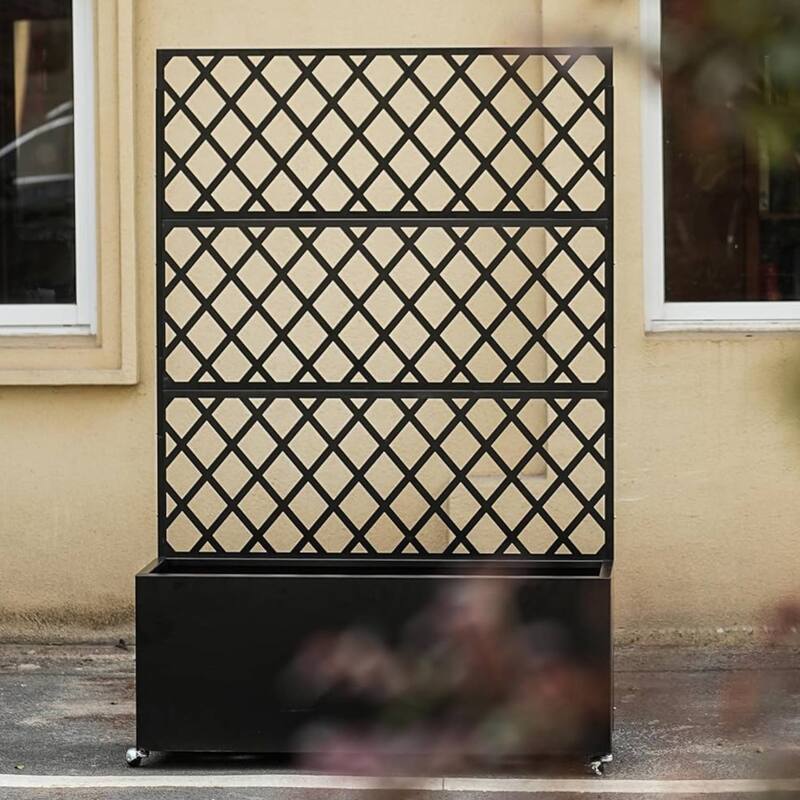 71"x35"x16" Galvanized Steel Raised Garden Bed with Trellis & Privacy Screen - N/A