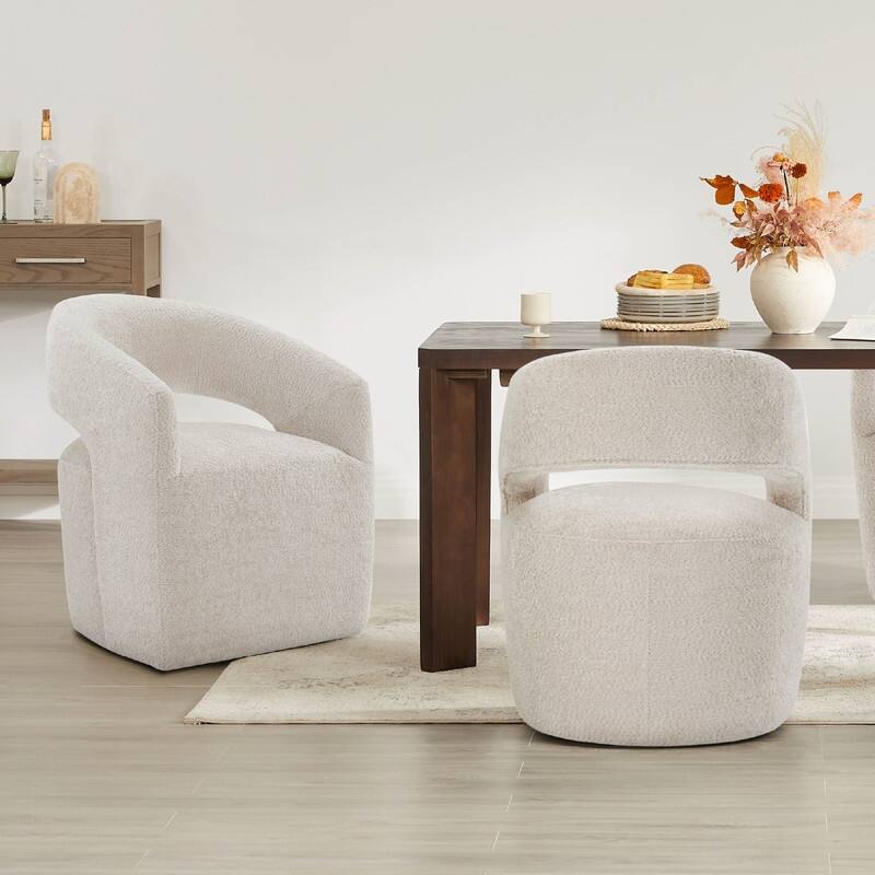 Spruce & Spring Modern Barrel Dining Chair with Casters Rolling Accent Chair