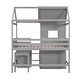 preview thumbnail 8 of 6, Gray Twin Size Solid Wood House Loft Bed with Storage Desk, Drawer Chest