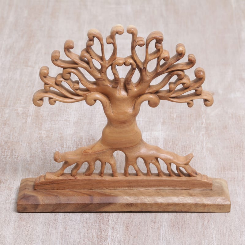 Novica Handmade Courage Grows Wood Sculpture