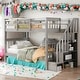 preview thumbnail 14 of 36, Modrem Twin Over Twin Bunk Bed With Storage and Guard Rail For Bedroom,Kids Grey