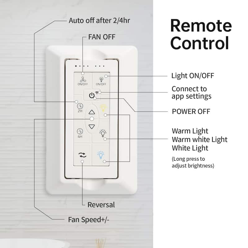 52 Inch Smart LED Ceiling Fan With 5 Solid Wood Blades and Remote Control