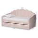preview thumbnail 7 of 12, Timila Modern Velvet Upholstered Daybed with Trundle-Light Pink