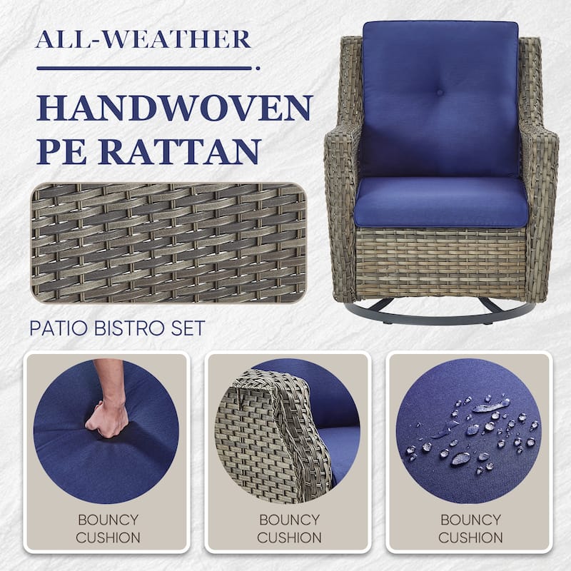 Gymojoy Patio Rattan Chair Set of 2 - Brown
