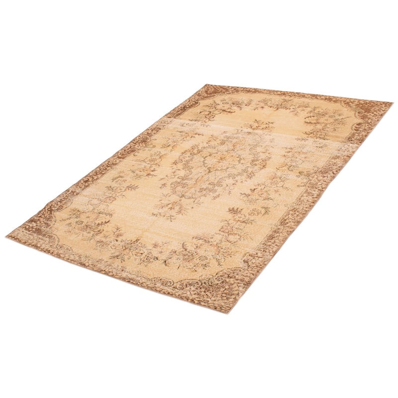 ECARPETGALLERY Hand-knotted Antalya Vintage Beige Wool Rug - 5'9 x 8'6