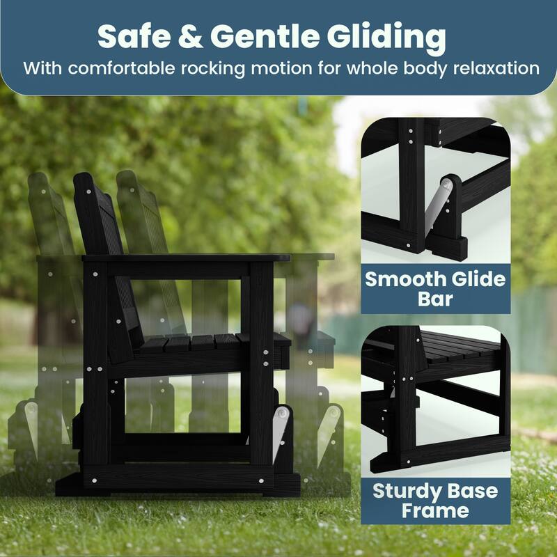 Outdoor Patio HDPE Glider Bench, Garden Rocking Bench