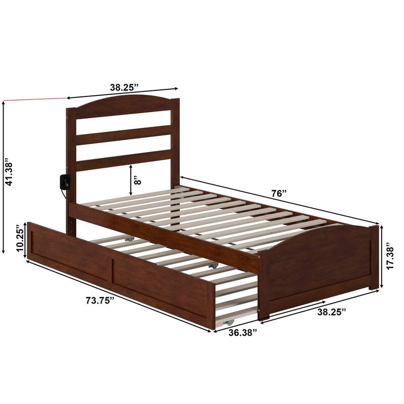 Warren Platform Bed with Footboard and Twin Trundle