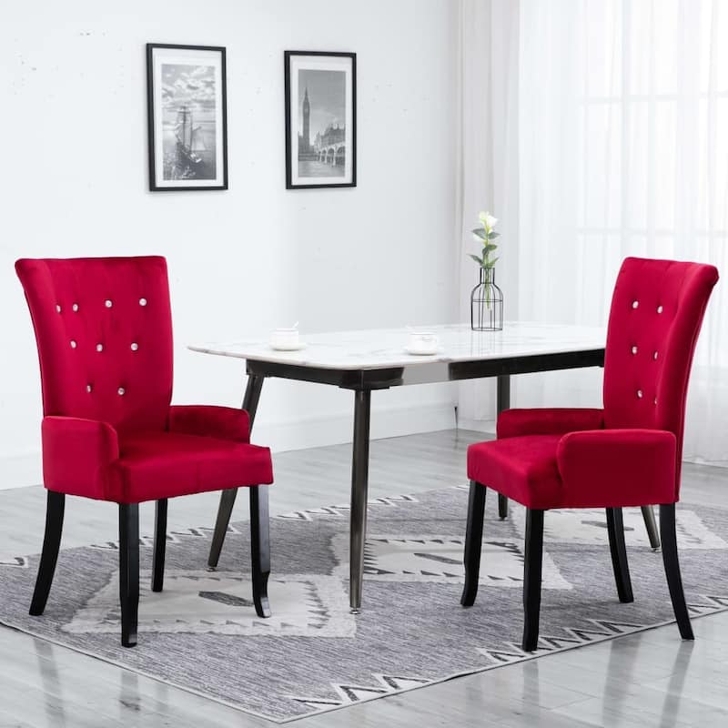 vidaXL Dining Chairs High Back Kitchen Side Chair for Home Dining Room Velvet - 21.3" x 22" x 41.7"