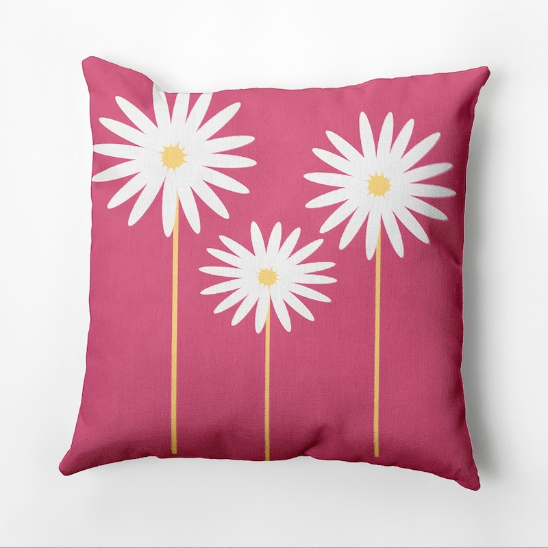 Floral Print 18 x 18-inch Outdoor Fabric Pillow - Pink