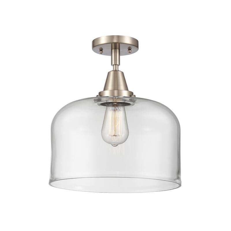 Innovations Lighting Caden Bell - 1 Light 12" Flush Mount - Clear/Brushed Satin Nickel
