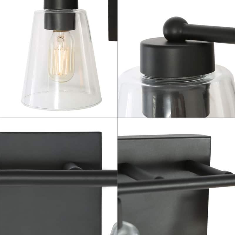 Zarbel 2-Light Modern/Contemporary Bathroom Vanity Light for Powder Room - Black - L 13"x W 7"x H 8"