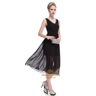 short dress with long chiffon overlay