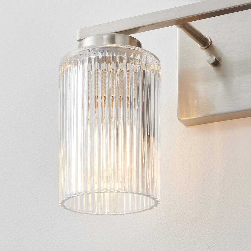 KAWOTI 8.6"H Contemporary Bathroom Vanity Light with Flutted Glass