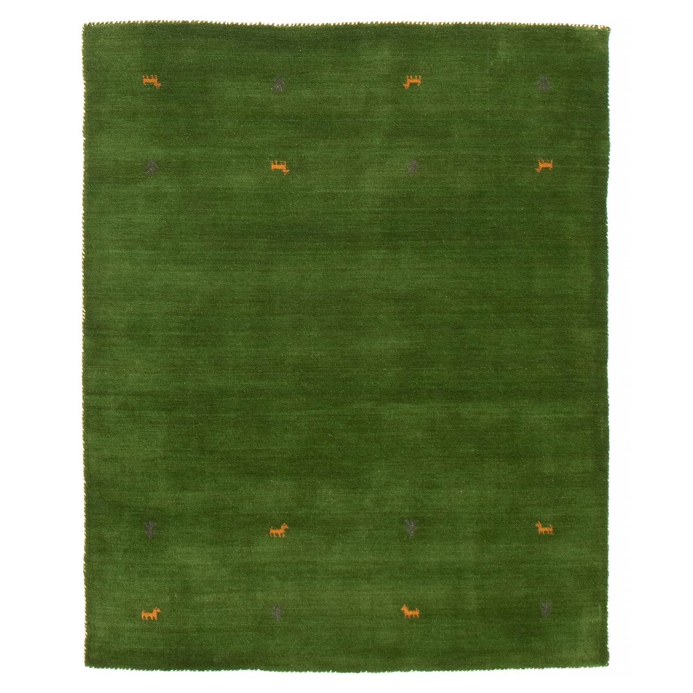 Kashkuli Gabbeh Green Rug 4'9" x 6'5" - 4'9 x 6'5