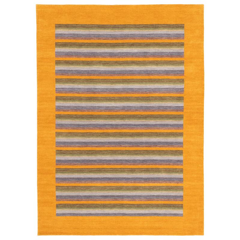 ECARPETGALLERY Hand Loomed Kashkuli Gabbeh Dark Gold Wool Rug - 5'7 x 7'7
