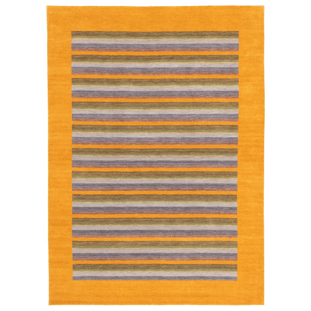 ECARPETGALLERY Hand Loomed Kashkuli Gabbeh Dark Gold Wool Rug - 5'7 x 7'7