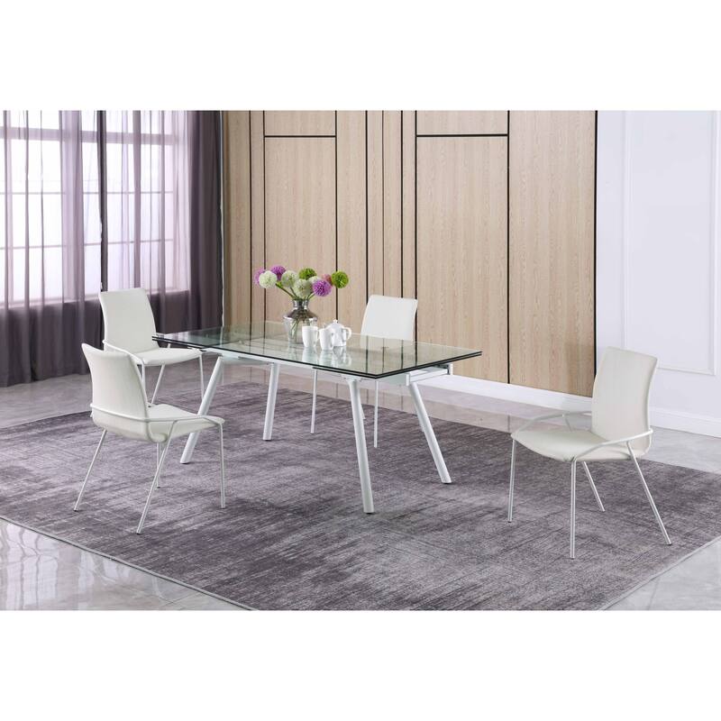 Somette Contemporary White Upholstered Side Chair, Set of 4