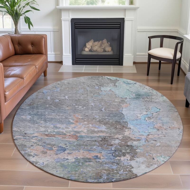 Premium Washable Super Soft Abstract Watercolor Mayfield Rug - Taupe - 8' x 8'