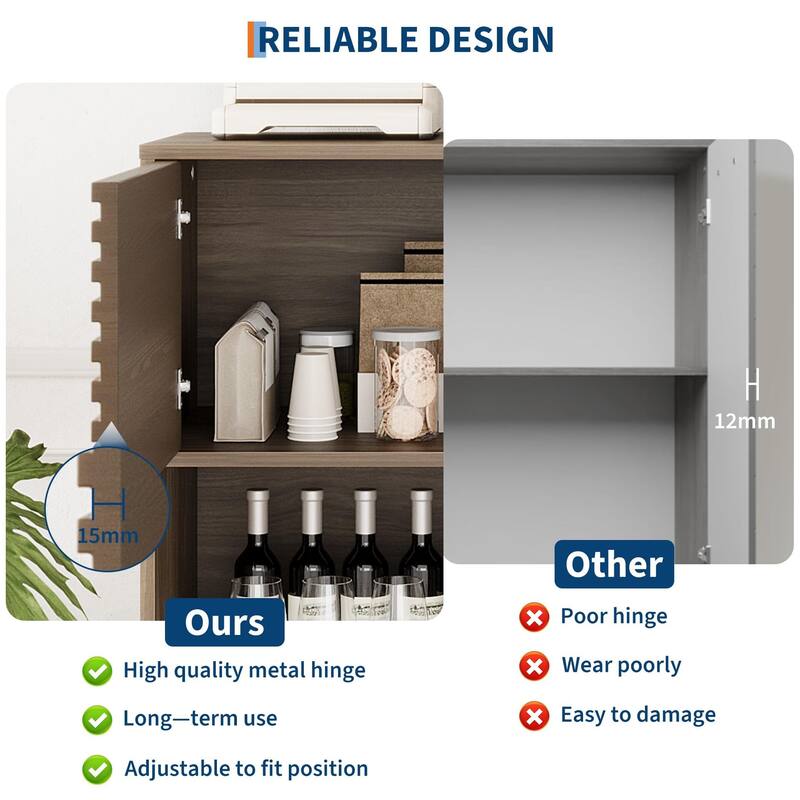 Render 3-Tier Display Cabinet - Walnut Storage Stand for Retail, Living Room & Entryway