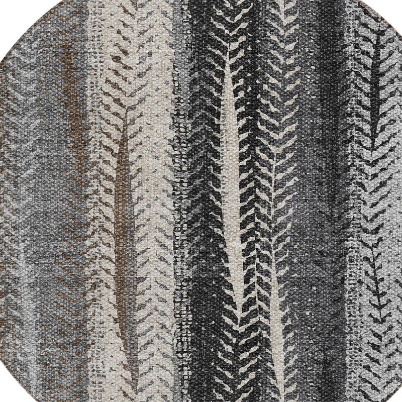 HomeRoots Botanical Leaves Transitional Rectangle Outdoor Rug