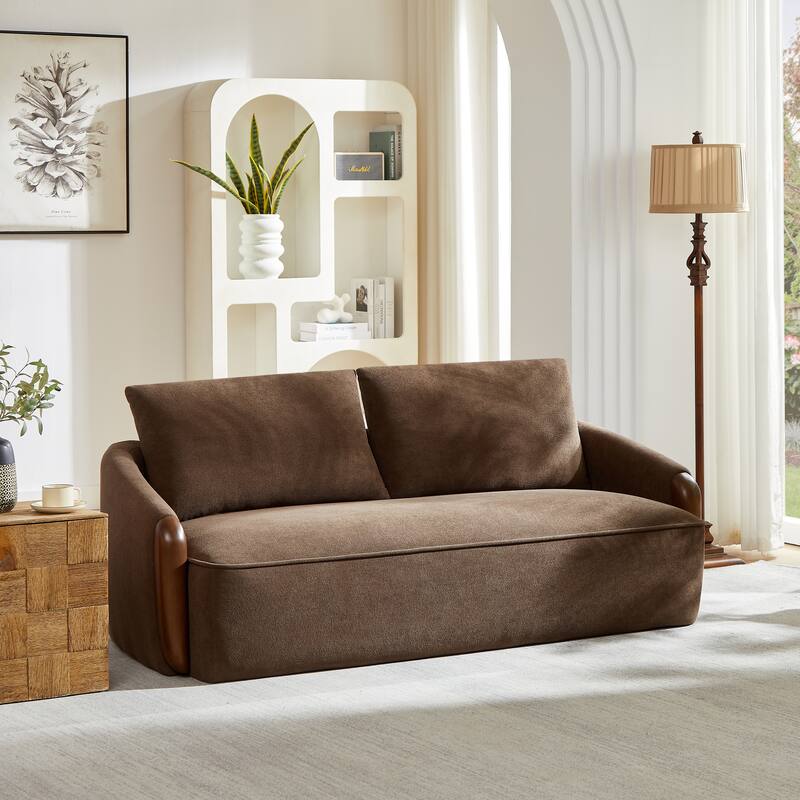 Christopher Knight Home - Curved 75" Boucle Upholstered Sofa with Solid Wood Frame