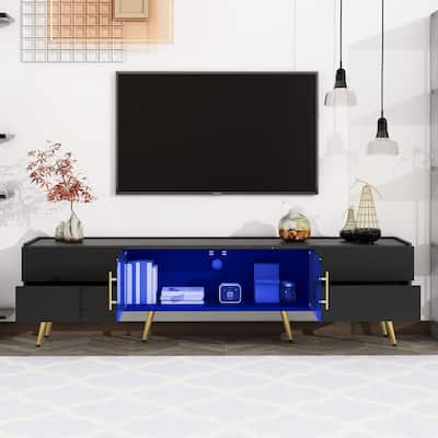 LED TV Cabinet Media Console Table with 4 Drawers for TVs up to 80" - 70.90" x 15.70" x 18.10"