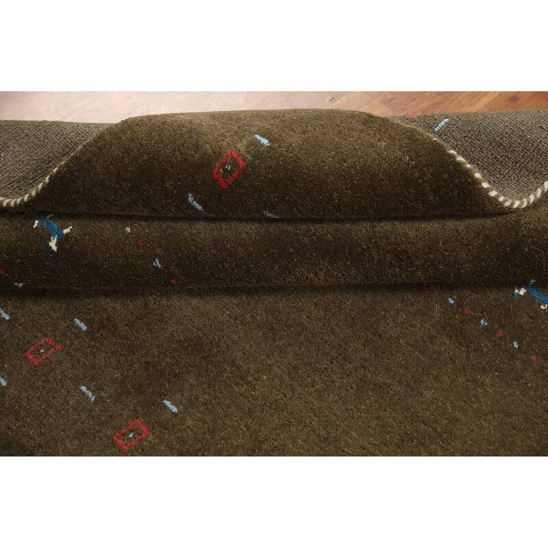 Hand Knotted Oriental 100% Wool Carpet Tribal Animal Pictorial Brown Gabbeh Area Rug - 7' 11'' X 4' 11''