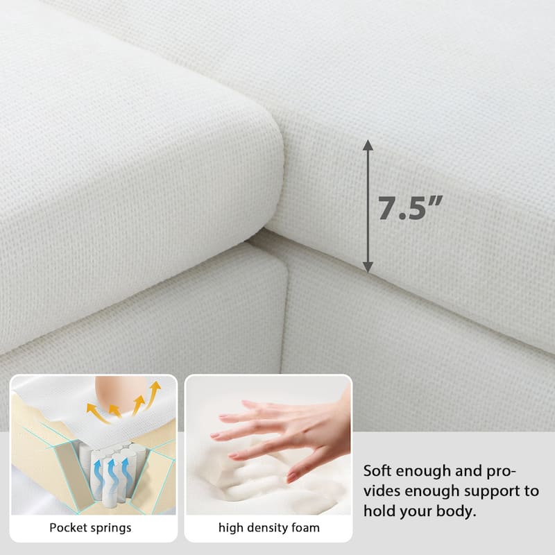 [VIDEO provided] [New] 119*55" Modern Oversized Sectional Sofa,L-shaped Luxury Couch Set with 2 Free pillows,5-seat Chenille Ind