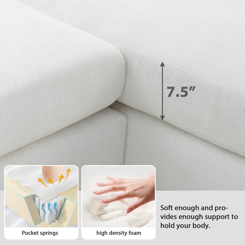 L-Shaped Chenille Sectional Sofa Sleeper Couch with Chaise Lounges