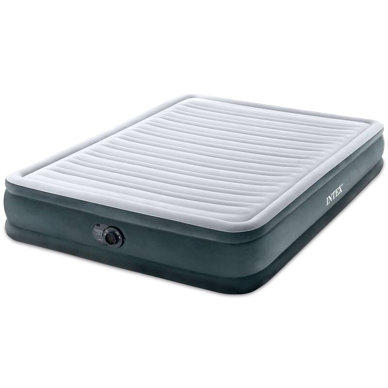 Intex Comfort Deluxe Dura-Beam Plush Air Mattress Bed with Built-In Pump, Queen