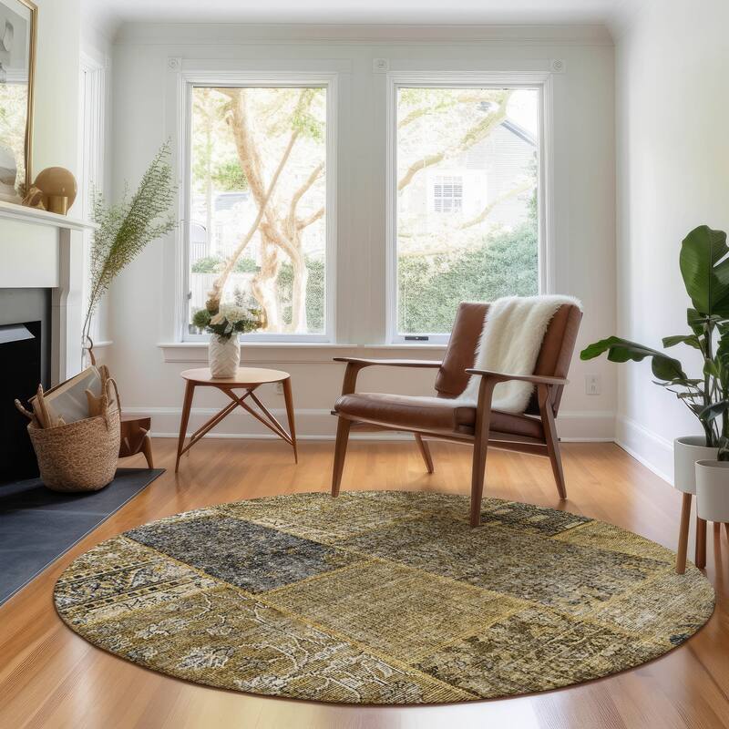 Premium Washable Super Soft Boho Patches Mayfield Rug - Brown - 8' x 8' - Round