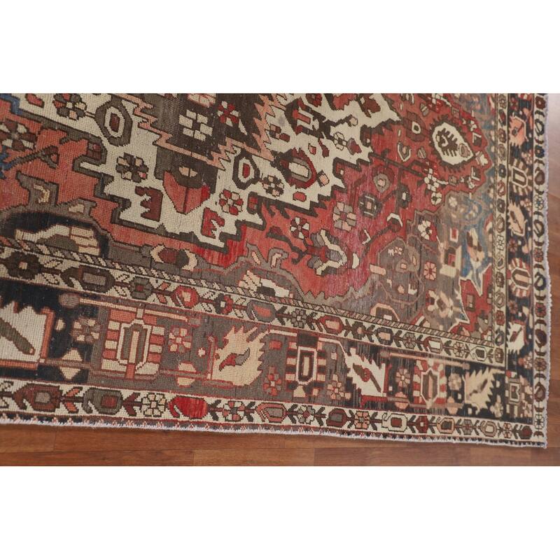 Bakhtiari Persian Vintage Area Rug Handmade Medallion Wool Carpet - 6'8"x 9'11"