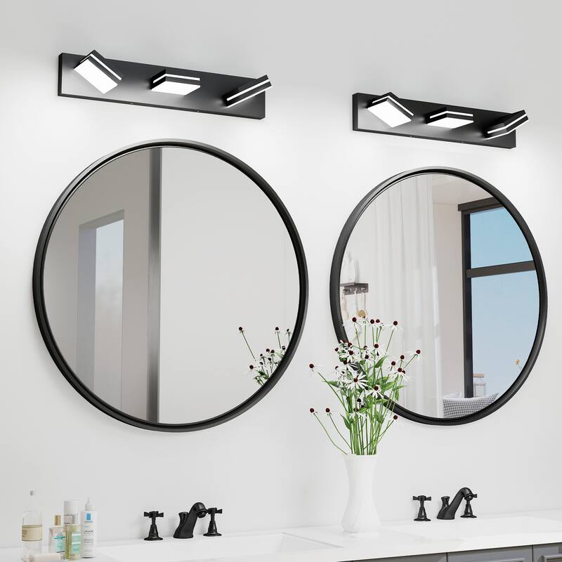 Modern LED Vanity Light, 3-Lights Wall Sconce for Bathroom and Mirror, Sleek Minimalist Design, Energy-Efficient - Black