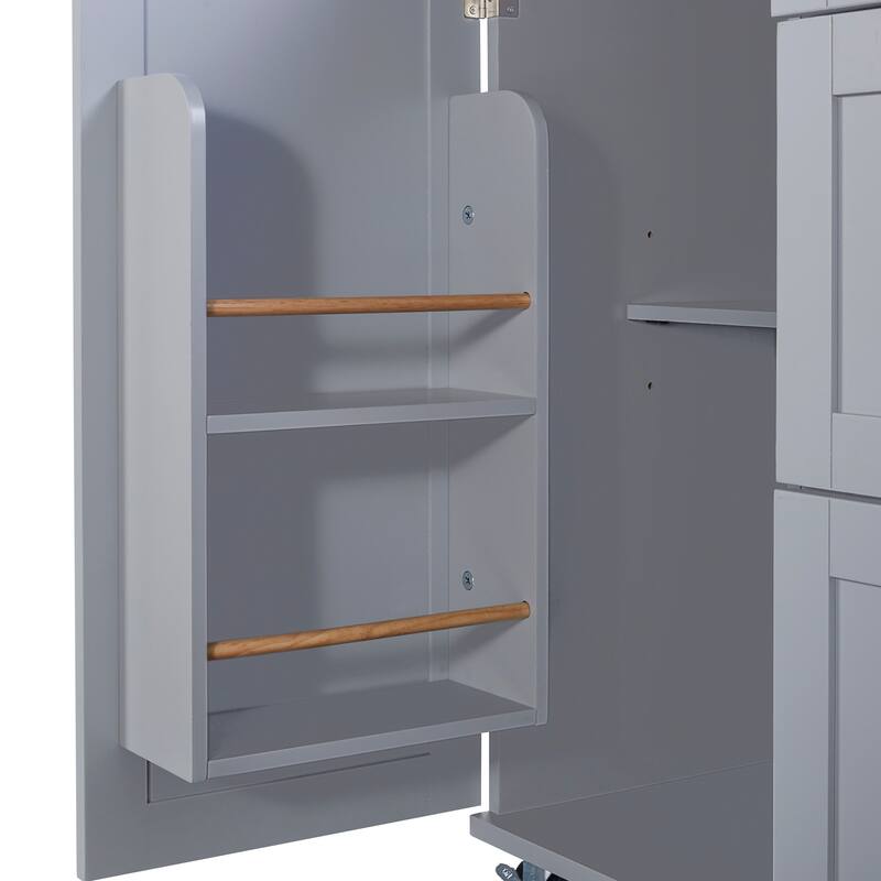 Kitchen Island with 2 Slide-Out Shelf and Internal Storage Rack