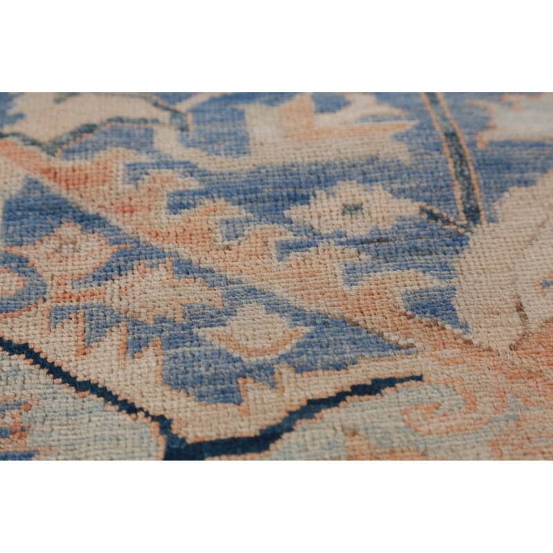 Orange Vegetable Dye Heriz Serapi Rug Hand-Knotted Wool Carpet - 8'11"x 11'11"