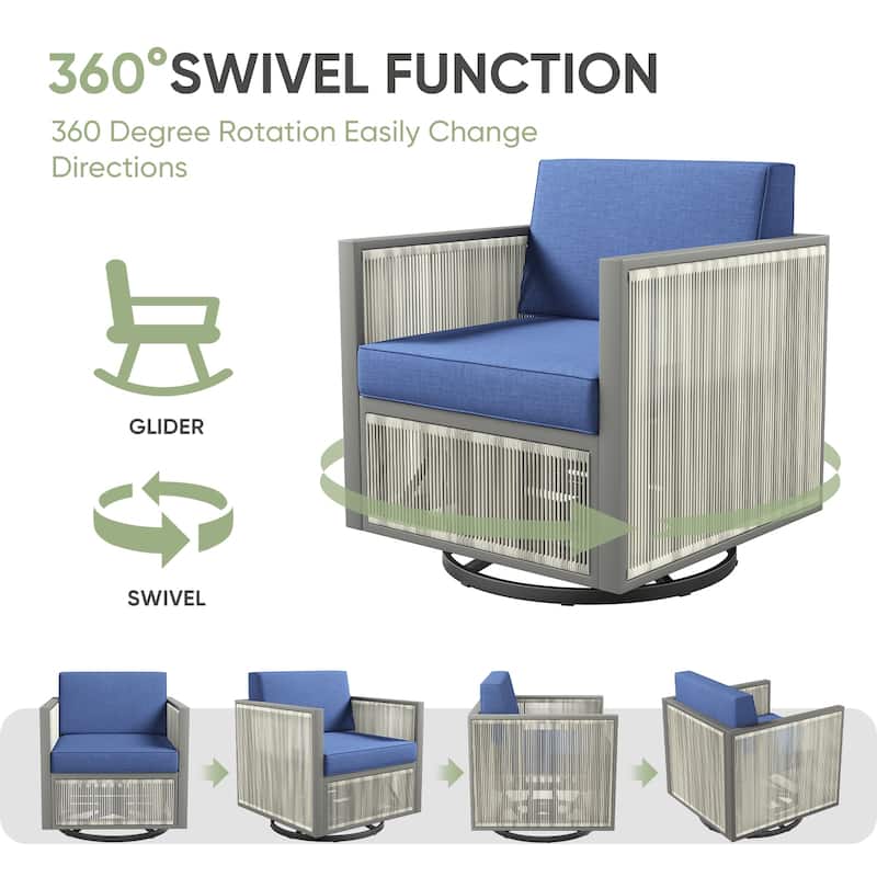 Patio Swivel Rocking Chairs Outdoor Swivel Rocker - Blue