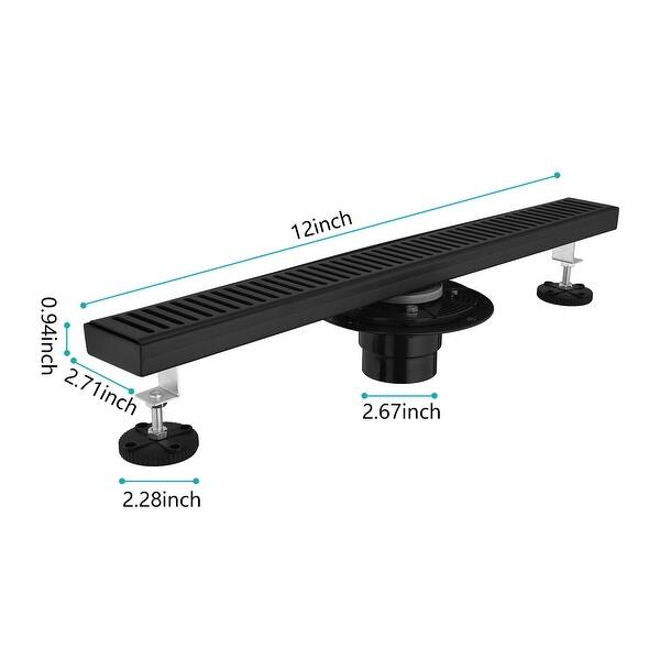 Stainless Steel Linear Shower Drain Matte Black - 12x3 - Bed Bath ...