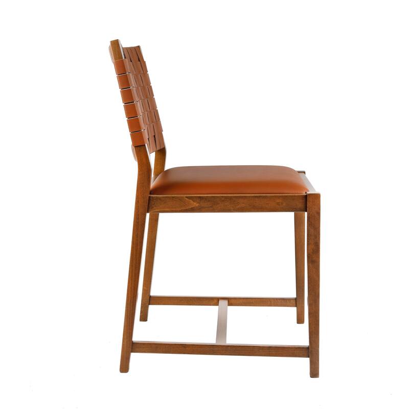 Linon Edrem Mid-Century Brown Leather Dining Chair