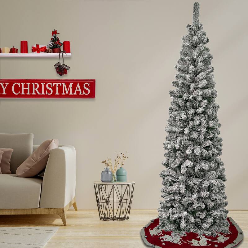 National Tree Company 7.5 ft. Acacia Pencil Slim Flocked Tree - 7.5 Foot