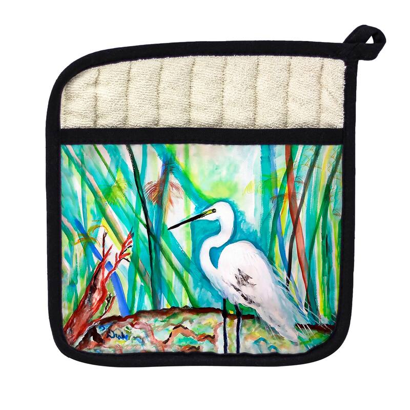 Egret in Marsh Pot Holder - 9x9