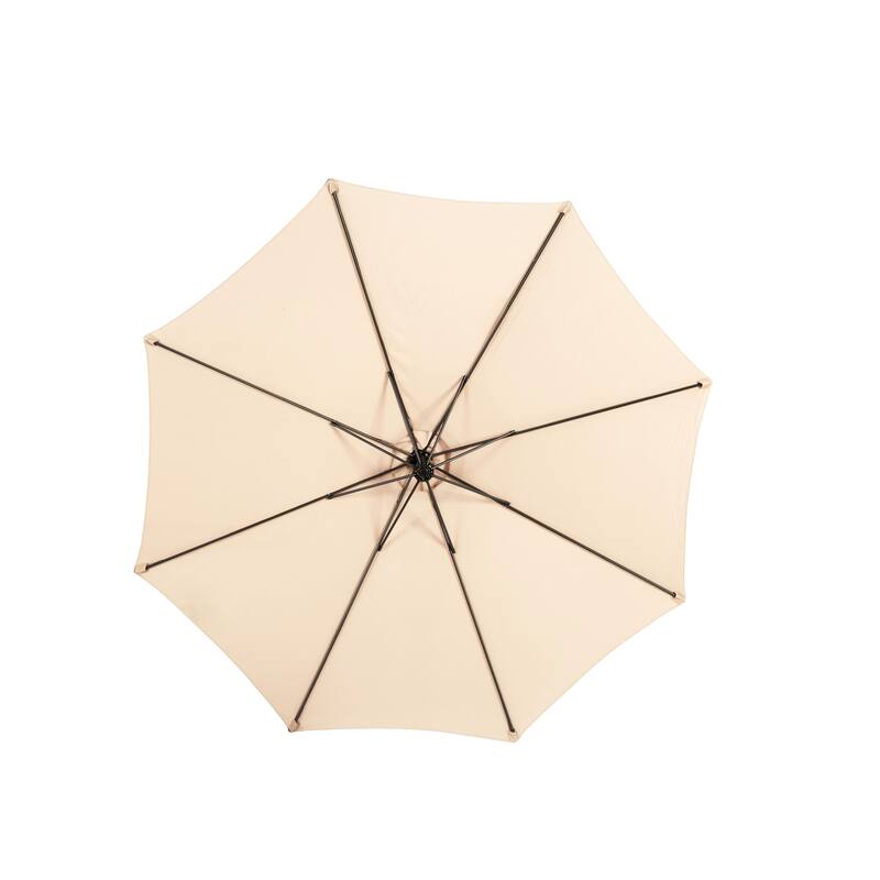 Hanging Patio Umbrella Polyester Parasol with Tilt Adjustment 8 Ribs, for Backyard Poolside - (Dark Green)