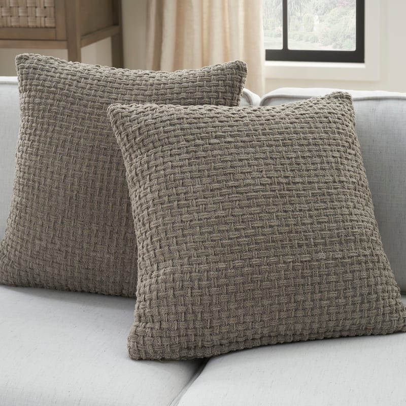 Mina Victory Lifestyle Woven Chenille 18" x 18" Set of 2 Indoor Throw Pillow